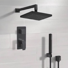Matte Black Rain Shower System with Handheld, Rain Shower Head, Shower Faucet Set